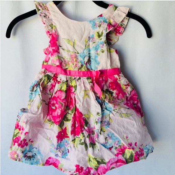 Other - Floral Pink and Green Dress with Bow